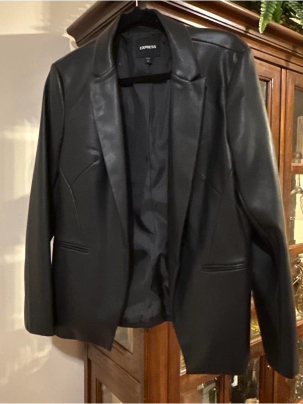 Express Black Faux Leather Blazer Jacket